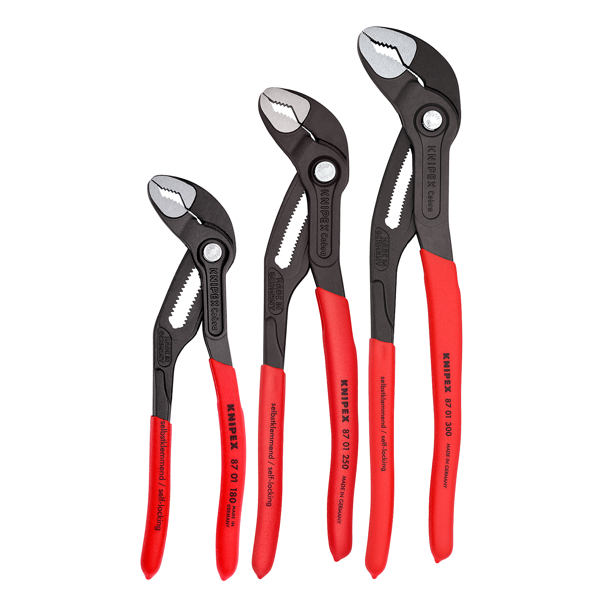 KNIPEX Cobra Water Pump Pliers Set - 3 Pcs, 7.25in., 10in., 12in., Steel, Model# 00 20 06 US1